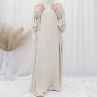 Abaya Musulmane de Qualité Supérieure Couleur Unie pour Femme, Robes Musulmanes Islamiques en Gros avec Hijab et Capuche, Manches Chauve-Souris