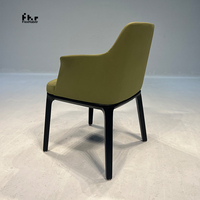 Fauteuil de salle à manger contemporain rembourré, structure en bois massif noir, vert olive, pour hôtel, café, usage commercial