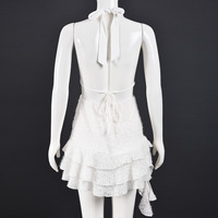 STOCK Cravates Cou Dos Tricoté Femmes Robe Volants Détails Mini Robe Streetwear S-XL