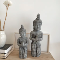 Statue de bouddha moderne faite à la main Lianda Sculpture d'art abstrait en béton avec un design minimaliste écologique pour la maison ou le bureau