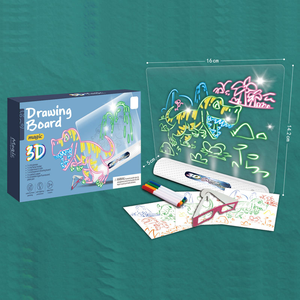 Set di Pittura con Linee Colorate, Giocattolo per Bambini, Piccolo Lavagna Magica Fluorescente 3D Cancellabile con Dinosauri - Product Image 2