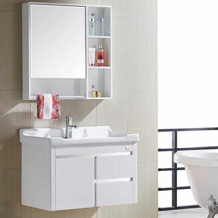 Modern Bath Waterproof Washroom Floating Basin Sink Washbasin Solid Wood Bathroom Mirror Makeup Vanity Cabinets Bathroom