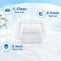 Boîte d'emballage alimentaire transparente en PET avec fermeture à charnière, boîte d'emballage pour gâteaux, boîte transparente pour salades, conteneur pour fruits de supermarché, boîte à clapet