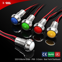 Bouton poussoir 1NO résistant à la corrosion IP67, acier inoxydable 304, panneau de commande industriel électronique LED 12mm 19mm 22mm CE RoHS