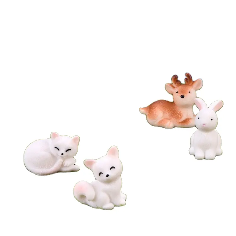 漫画イルカヒョウミニチュア動物置物樹脂装飾品マイクロ風景ギフト装飾アクセサリー子猫キツネウサギ