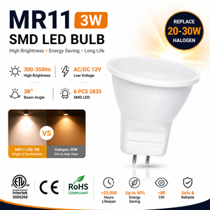 ไฟสปอร์ตไลท์ LED MR11 3W AC220 240V แรงดันสูง SMD 2835 LED 2700K ถึง 6500K ปรับความสว่างได้ ไฟ LED MR11 ขนาดเล็ก - Product Image 1