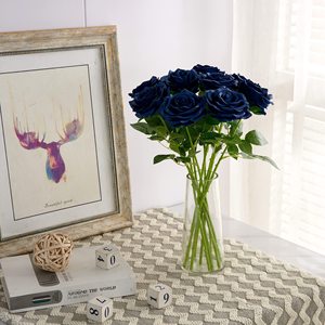 Bouquets <span class=keywords><strong>de</strong></span> feuilles artificielles en soie bleu marine faits à la main, longue durée, pour arrangements <span class=keywords><strong>de</strong></span> mariage, bouquets <span class=keywords><strong>de</strong></span> <span class=keywords><strong>mariée</strong></span> - Product Image 2