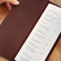 Couverture de menu de boissons en cuir véritable pour Restaurant Durable café Menu dossier livre carte des vins personnalisé Folio Menu livret Bar