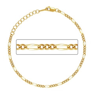 Gp Chúng Tôi Figaro Chuỗi Vòng Đeo Tay Vòng Cổ 3 + 1 Liên Kết Chuỗi Mỏng Xếp Chồng Lên Nhau Lớp 14K Vàng Đầy Đồ Trang Sức Vĩnh Viễn Chuỗi Bán Buôn - Product Image 1