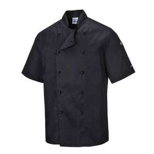 PORTWEST - C734BKRS Kent chefs chaqueta negra-EAN 5036108176939 CHEFS AND FOOD INDUSTRY WORKWEAR - Product Image 1