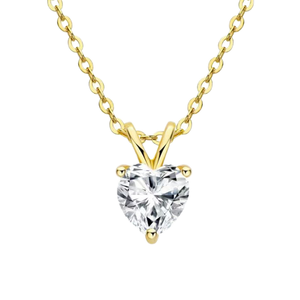 Collier Pendentif Cœur Scintillant en Moissanite Synthétique de Haute Qualité 1ct Couleur D, Sertissage Clos en Argent 925 Plaqué Rhodium - Product Image 1