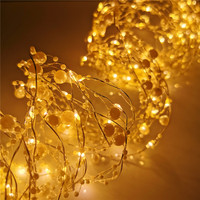 200 warmweiße LED-Weihnachtslichter, LED-Lichterkette mit Perlen, für Innen- und Außendekoration, Baum, Party, Balkon