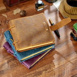 Cuaderno de Estilo Retro Nostálgico, Hecho a Mano, con Patrón Grabado en Cuero, Cuerda para Atar, Papel Kraft - Product Image 2