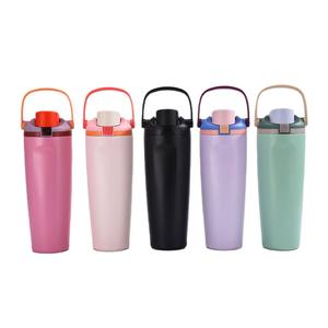 Bottiglia d'Acqua Personalizzata da 30oz in Acciaio Inox <span class=keywords><strong>con</strong></span> Logo Personalizzato, Tumbler <span class=keywords><strong>con</strong></span> <span class=keywords><strong>Beccuccio</strong></span> e Cannuccia, Tazza Sportiva Isolata Sottovuoto <span class=keywords><strong>con</strong></span> Manico - Product Image 3