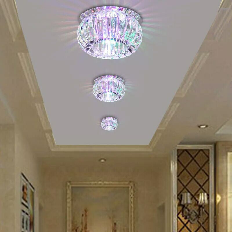 Modern Mini LED AC Crystal Ceiling Chandelier Pendant Lamp with Round Design for Home Decor