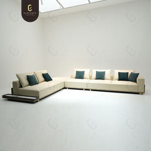 Villa de lujo con luz italiana, sala de estar, sofá Modular grande, muebles de diseño, conjunto de sofá de esquina de cuero blanco moderno de gama alta - Product Image 6