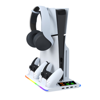 Station de charge multifonctionnelle avec indicateur lumineux, en plastique, connexion filaire pour console PS5 Slim / P5 Disc Digital