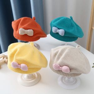 Béret pour enfants, chapeau pour bébé fille, style coréen, respirant, chaud, coupe-vent, en laine tricotée, chapeau de peintre, printemps et automne - Product Image 2