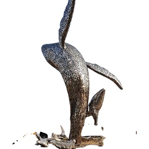 Escultura de ballena de resina de fibra de vidrio hecha a medida, estatua de arte al aire libre hueca para decoración de plaza de la ciudad - Product Image 1