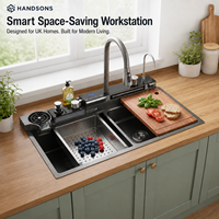Évier de cuisine intelligent UKCA en acier inoxydable avec affichage numérique en cascade, vente en gros OEM