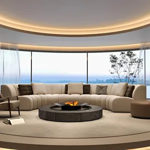 Sofá modular Chingxin, sofá curvo de veludo em couro moderno nórdico moderno e luxuoso para sala de estar