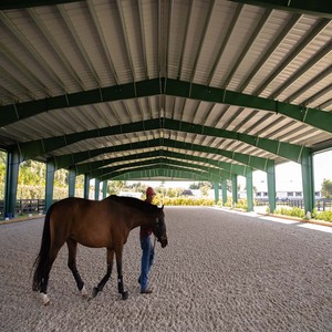 Structure légère en acier à portée sans métal Préfabriqué Intérieur Riding Arena Barn Shed House Design pour fermes pour propriétaires de chevaux - Product Image 1