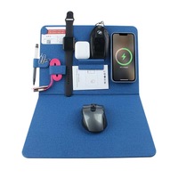 Organisateur de bureau sans fil HotSmart S78 3-en-1 à charge rapide avec horloge, support pliable en ABS, tapis de 10W, porte-stylo, support pour écouteurs, PC 330x300mm