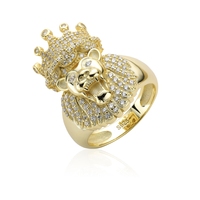Bague Couronne Homme Tendance Plaqué Or 14K avec Grand Zircon Moissanite – Idéale pour Cadeau d'Anniversaire – Vente Flash