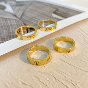 Titanium Steel Zircon <strong>Ring</strong> Titanium Steel Does Not Fade Couple 18K Stainless Steel <strong>Rings</strong> 2025 New Waterproof - Product Image 4