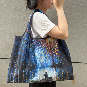 Nueva Bolsa de Compras Plegable Ecológica de Poliéster con Estampado por Transferencia Térmica, Portátil, de Gran Capacidad, para Boutique - Product Image 3
