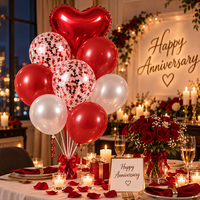 Ensemble de ballons pour centre de table de fête d'anniversaire, ballons en latex avec confettis et ballons en feuille d'aluminium en forme d'étoile et de cœur pour photos