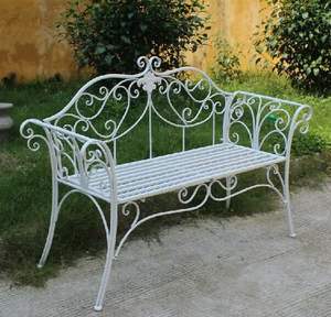 <span class=keywords><strong>Banc</strong></span> de jardin en métal blanc orné, style <span class=keywords><strong>vintage</strong></span>, en <span class=keywords><strong>fer</strong></span> <span class=keywords><strong>forgé</strong></span>, pour patio, cour et véranda, assise confortable - Product Image 1