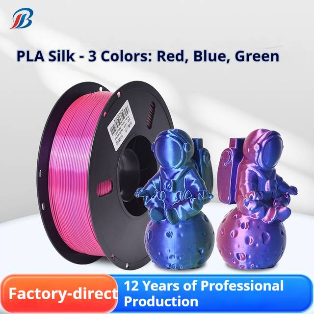 PLA Silk Filament in Three Colors: Red Blue Green Multi-Color 3D Printing Filament 1.75mm Silk Filament TPU PETG ABS