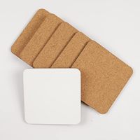 Sous-verres en bois MDF personnalisables en gros pour usine, avec base en liège, vierges pour sublimation, imprimables, formes ronde et carrée