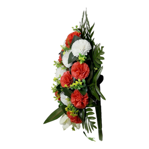 Bouquet de fleurs artificielles de carnations rouges et blanches, couronnes et guirlandes décoratives, arrangement floral pour la décoration de la maison et des événements - Product Image 3