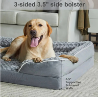 Coussin orthopédique pour chien en laine, amovible, lavable, hydrofuge, avec rembourrage en éponge, pour toutes les saisons