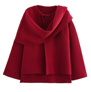 Cappotto Invernale <span class=keywords><strong>Corto</strong></span> Asimmetrico in Maglia con Bottone Singolo per Donne Europee e Americane - Product Image 3