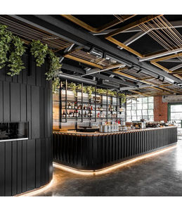 Bancone <span class=keywords><strong>Bar</strong></span> Angolare Piccolo in Pietra Artificiale su Misura, Ecologico, Moderno, per Casa, Hotel, Degustazione Vini, Finitura Lucida - Product Image 2