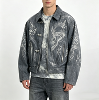 Veste matelassée Y2K personnalisée, style streetwear oversize, délavée à l'acide, vintage, écologique, avec fermeture éclair et col rabattable, vente en gros