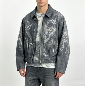 Chaqueta Puffer Personalizada Y2K con Lavado Ácido, Estilo Oversize, Streetwear Vintage, Ecológica, al por Mayor, con Cremallera y Cuello Vuelto - Product Image 2