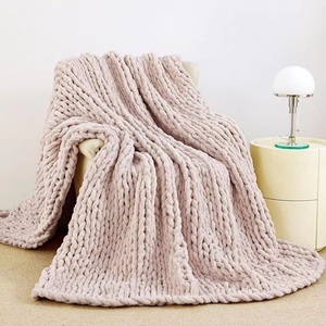 Free Shipping Wholesale Handmade Thick Super Soft Chenille Chunky Yarn Knit <b>Throw</b> Blanket Big Chunky Blanket - Product Image 6