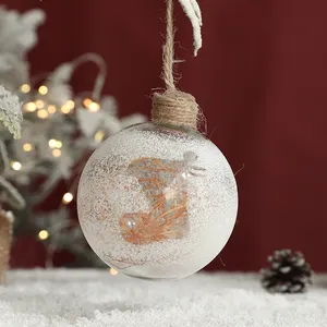 Groothandel 8Cm Verschillende Patronen Witte Kerstboom Opknoping Ornamenten Kerst Decoratie Glas Ballen