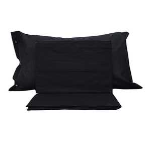 Juego de Sábanas de Algodón Negro, Tamaño Individual (Reino Unido), Incluye Funda de Almohada - Product Image 1