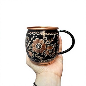 Floral Design Antique Copper Carbon Steel Eco-friendly Dishwasher <b>Microwave</b> Safe Travel Mugs Farmhouse Country Style Keeps - Product Image 1