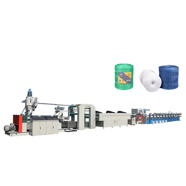 Ligne de production de fil plat en plastique, ligne d'extrusion de fil de film fendu pp, sac en filet, ligne d'extrusion de fil de raphia fibrillé PP