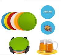 Sous-verres ronds en silicone personnalisables avec logo pour entrepôt, tasses à thé, boissons, et tapis de tasse en PVC souple pour albums