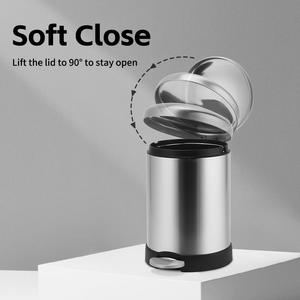 <span class=keywords><strong>Poubelle</strong></span> à pédale avec couvercle 30L en acier inoxydable, seau intérieur amovible, couvercle à fermeture douce, se garde ouvert, pour la cuisine - Product Image 2