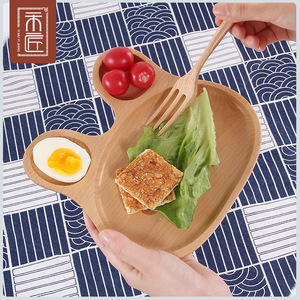 Bandeja de madera con forma de manzana, plato dividido con diseño de dibujos animados para niños, plato para desayuno y merienda para bebés - Product Image 2
