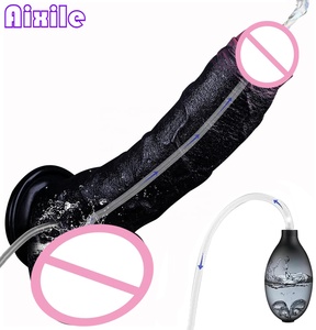Dildo Realista Negro con Eyaculación y Fuerte Ventosa para Punto G y Juego Anal, con Prepucio, para Hombres, Mujeres y Gays - Product Image 1