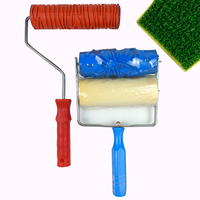 Fabricant Chinois 7" Outils Décoratifs Muraux Tête en Caoutchouc Texturée Rouleau à Motif Floral Mural et Pinceau à Peinture à Motifs